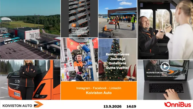 Koiviston Auto -konsernin infonäytön sisältö